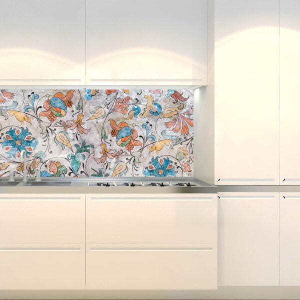 Küchenrückwand Folie - Antike Wand Mit Blumenfresken
