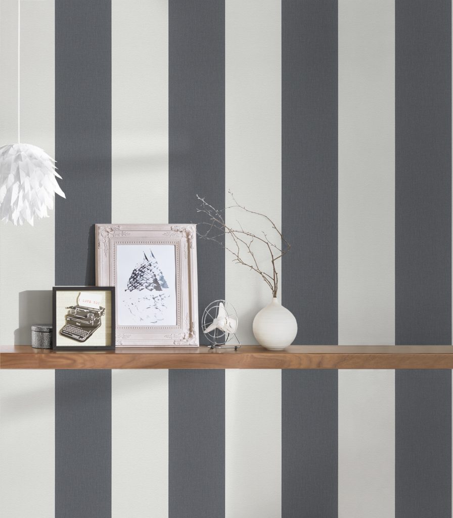Tapeten Breite Streifen Grau Weiss Modern Wohnzimmer