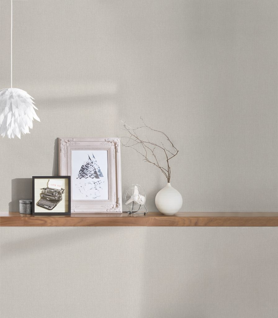Tapeten Uni Hellgrau Beige Leinen-Optik Modern Wohnzimmer