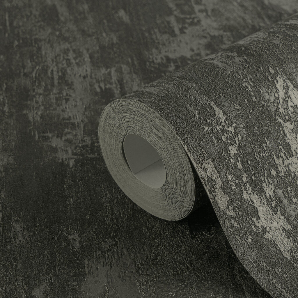 Tapeten Beton-Optik Schwarz Grau Strukturiert Industrial