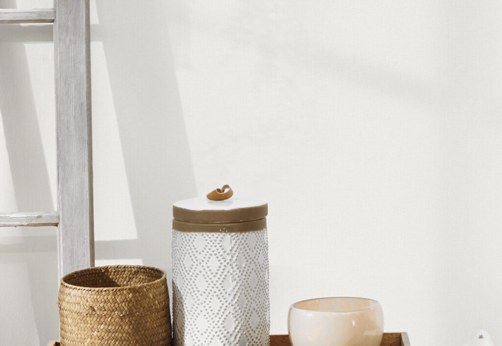 Tapeten Helles Boho Dekor Weiss Beige Minimalistisch Wand