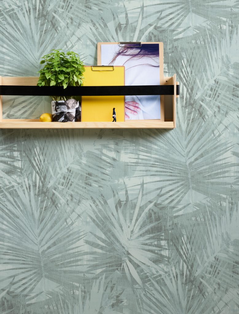 Tapeten Mintgrüne Palmenblätter Tropical Muster Modern