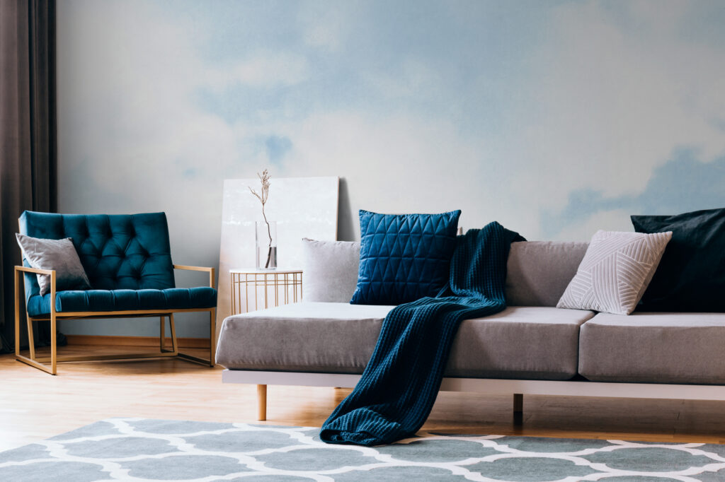 Tapeten Wolken Himmel Blau Aquarell Wohnzimmer Modern