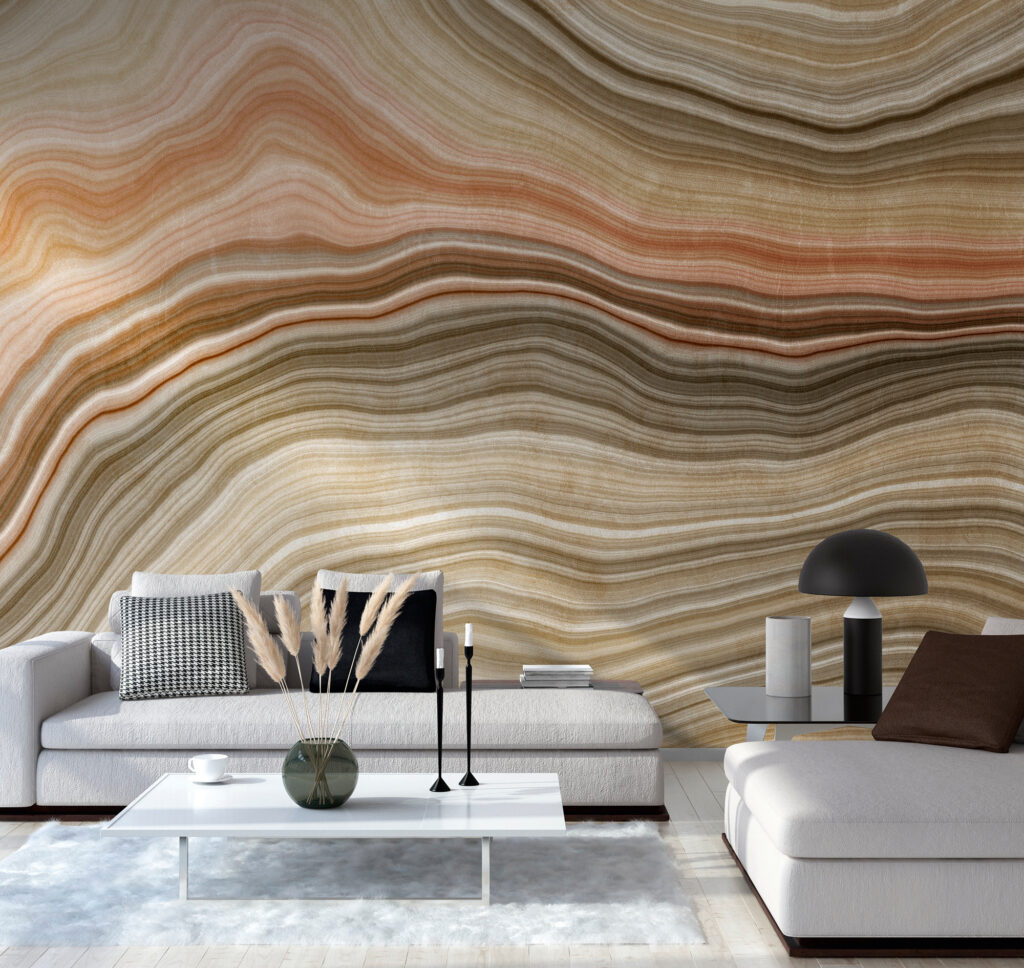 Tapeten Sandstein Wellen Marmor Beige Terrakotta Abstrakt