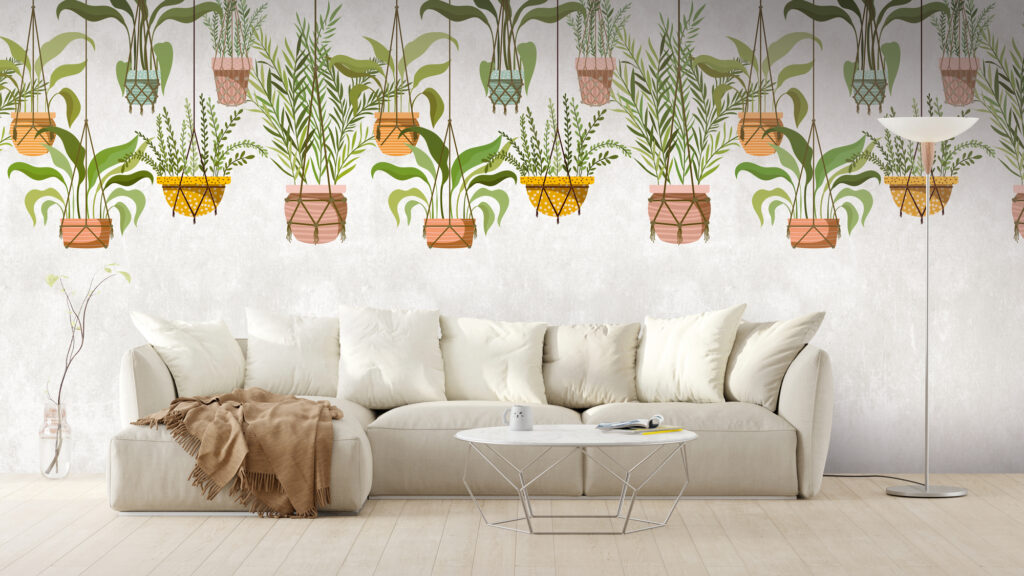 Tapeten Hängende Zimmerpflanzen Makramee Boho Grün