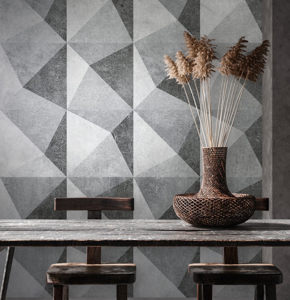 Tapeten Geometrisches Muster Grau Beton Dreiecke Modern