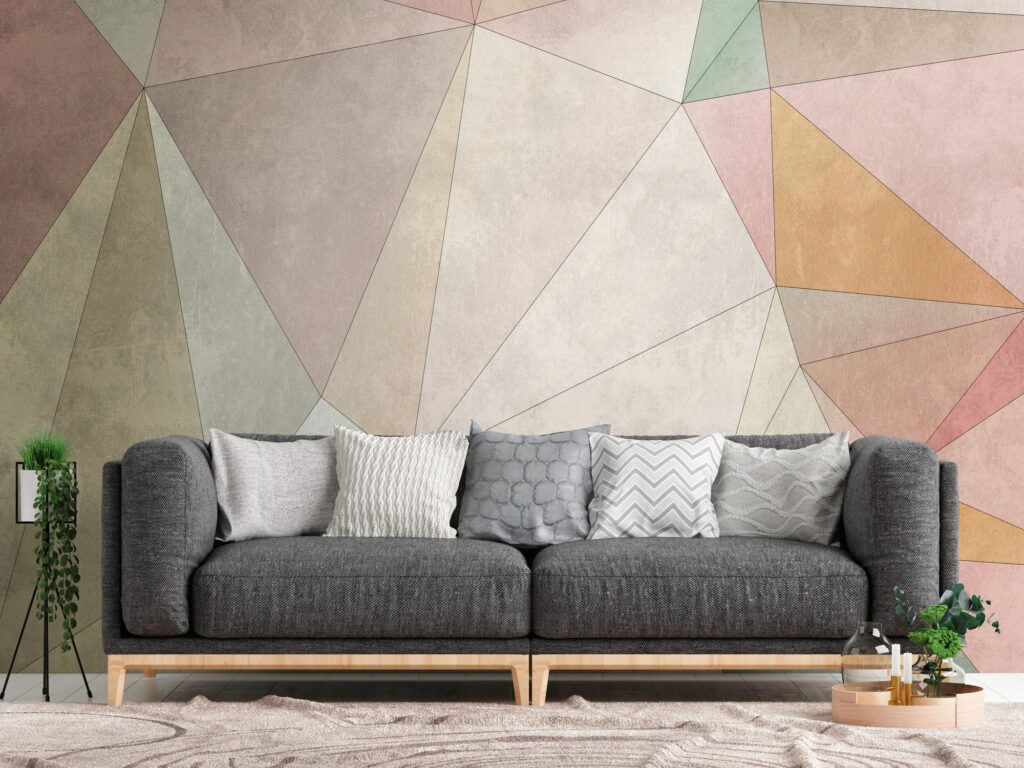 Tapeten Geometrisch Pastell Dreiecke Modern Low-Poly Design