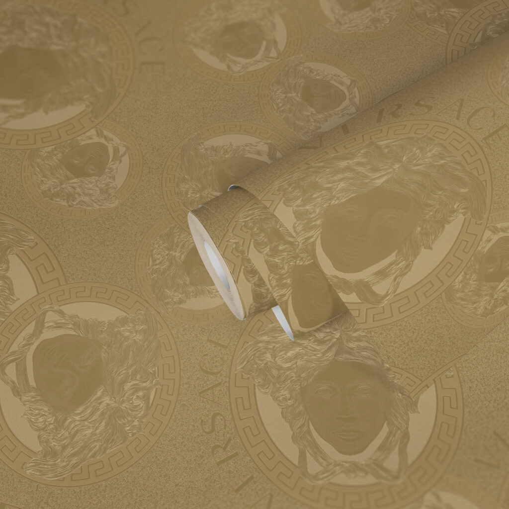 Tapeten Medusa Muster Gold Luxus Barock Griechisch Design