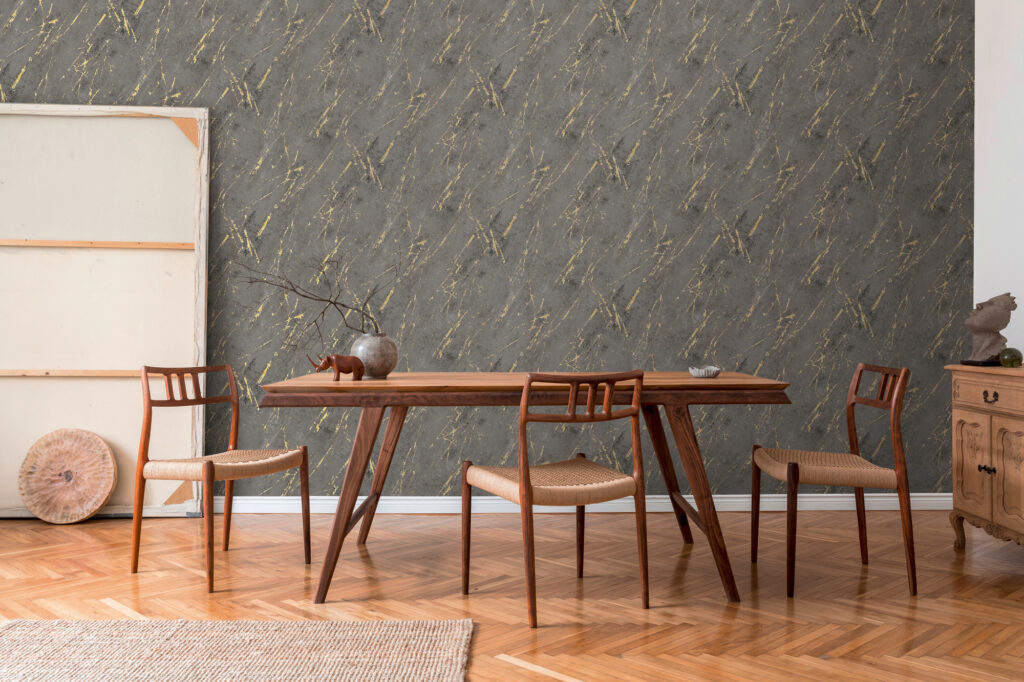 Tapeten Dunkelgrau Gold Marmor Optik Abstrakt Modern