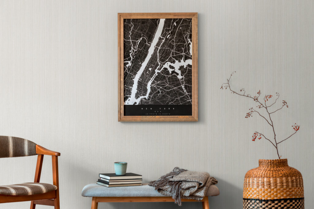Tapeten New York Stadtplan Schwarz Weiss Modern Poster
