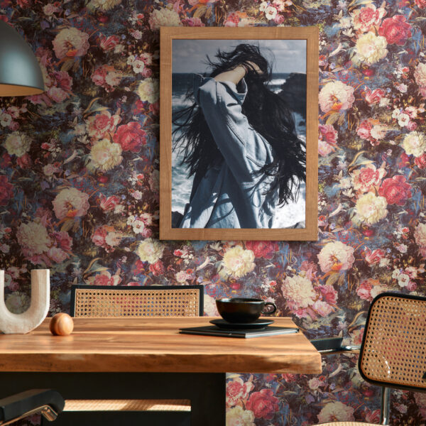 Tapeten Dunkel Blumen Rosen Vintage Floral Muster Wohnzimmer
