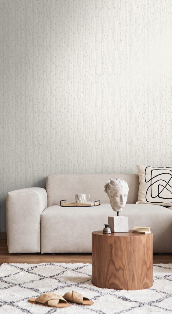 Tapeten Minimalistisch Weiss Grau Gepunktet Streifen Modern