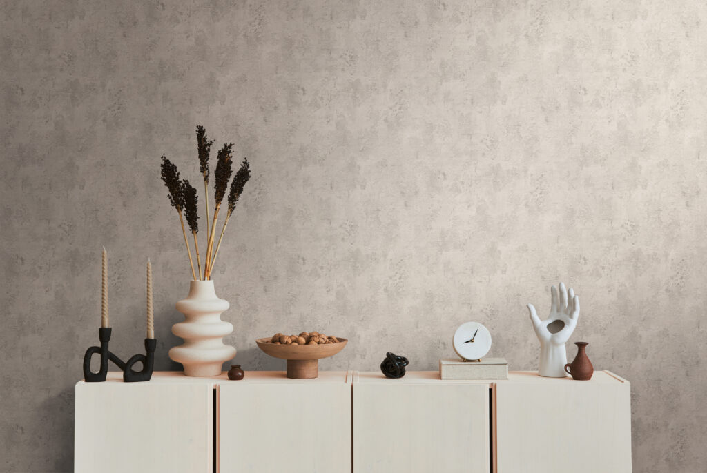 Tapeten Beige Beton-Optik Uni Putzstruktur Modern