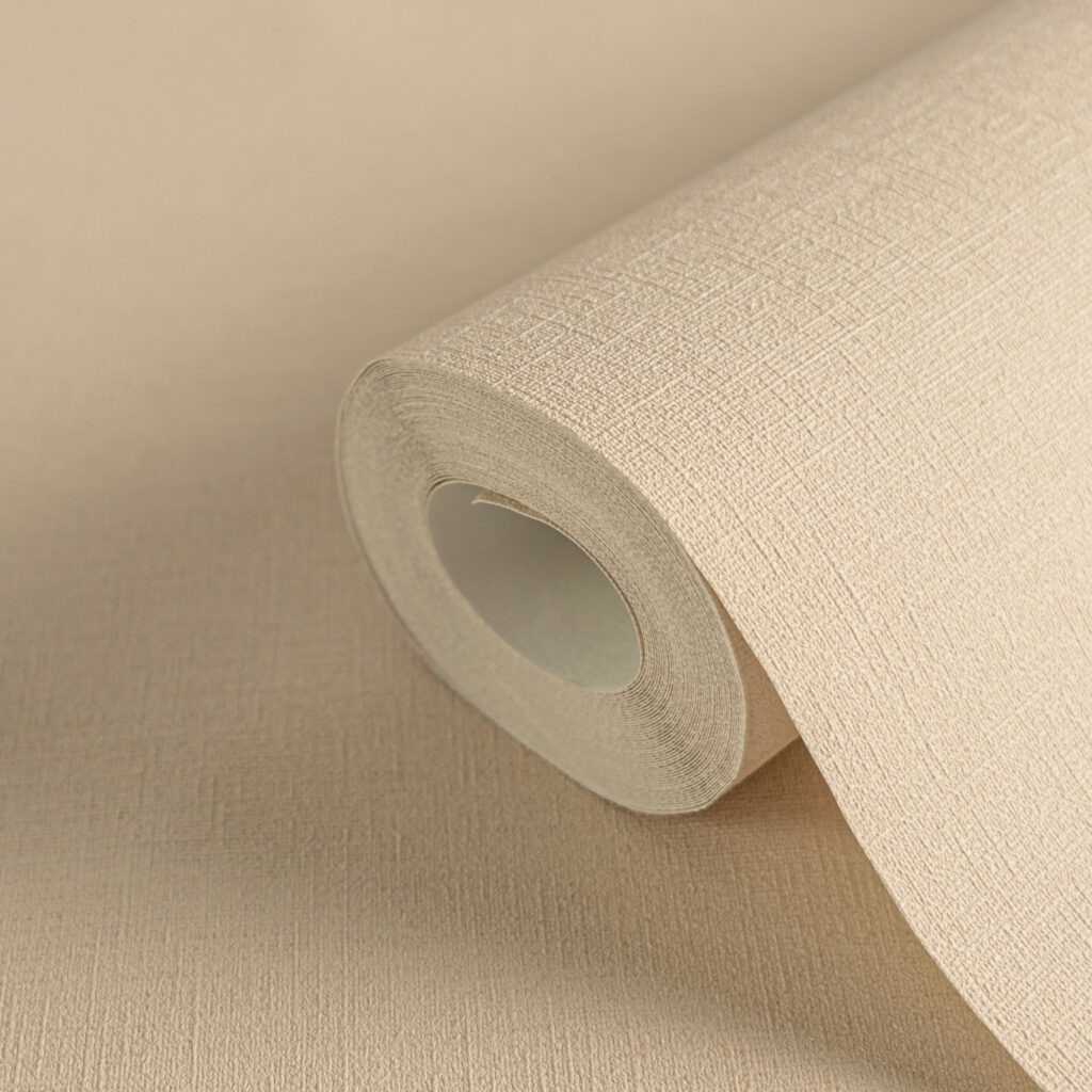 Tapeten Uni Creme Beige Leinen-Optik Strukturtapete Modern