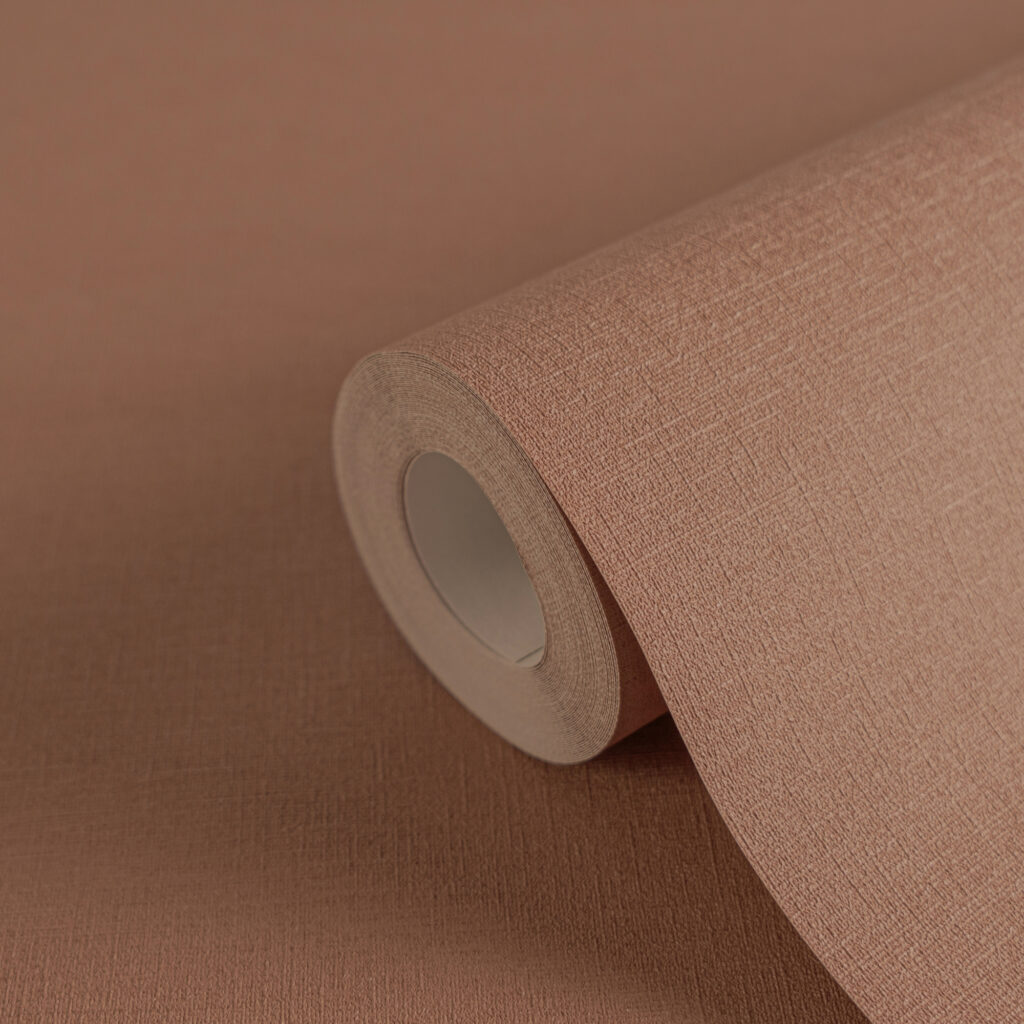 Tapeten Uni Terrakotta Leinenoptik Strukturtapete Braun-Rosa