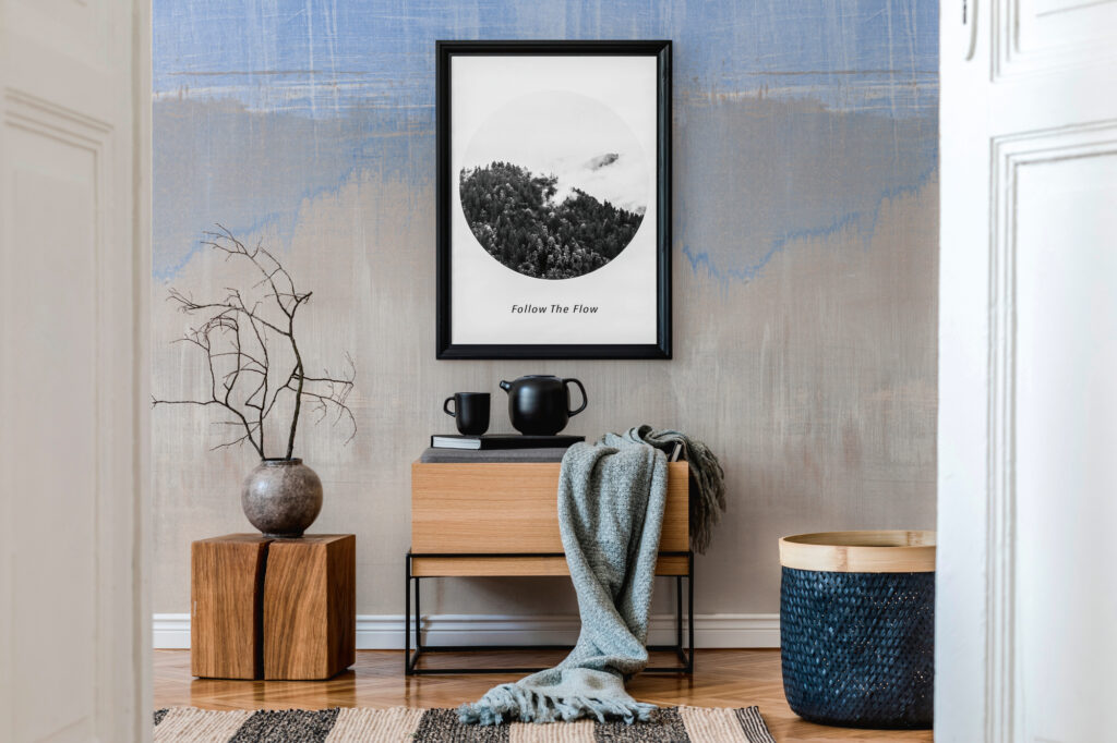 Tapeten Blau Beige Abstrakt Vintage Grunge Wandbild