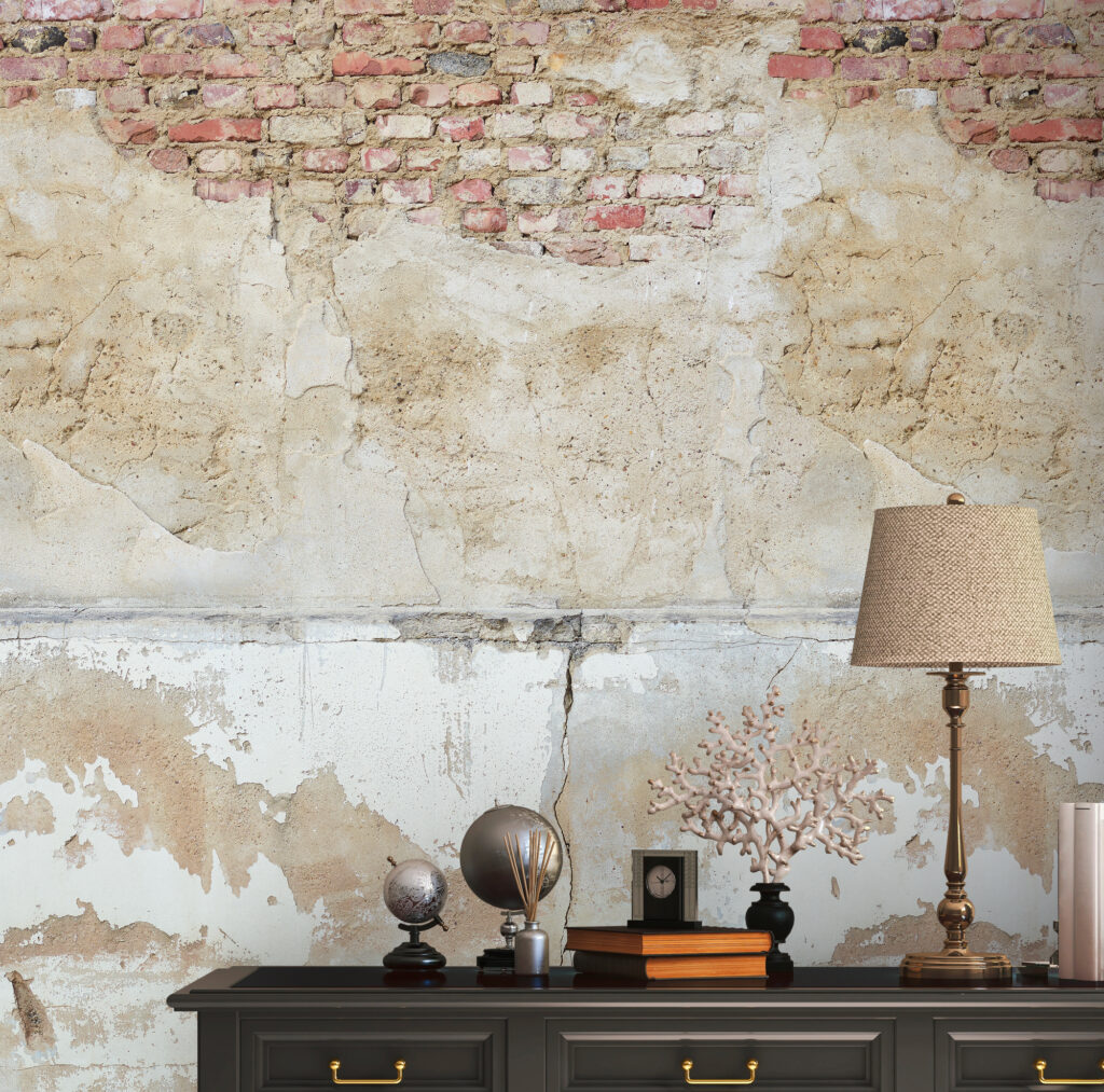 Tapeten Vintage Backsteinmauer Verputz Rustikal Wandbild