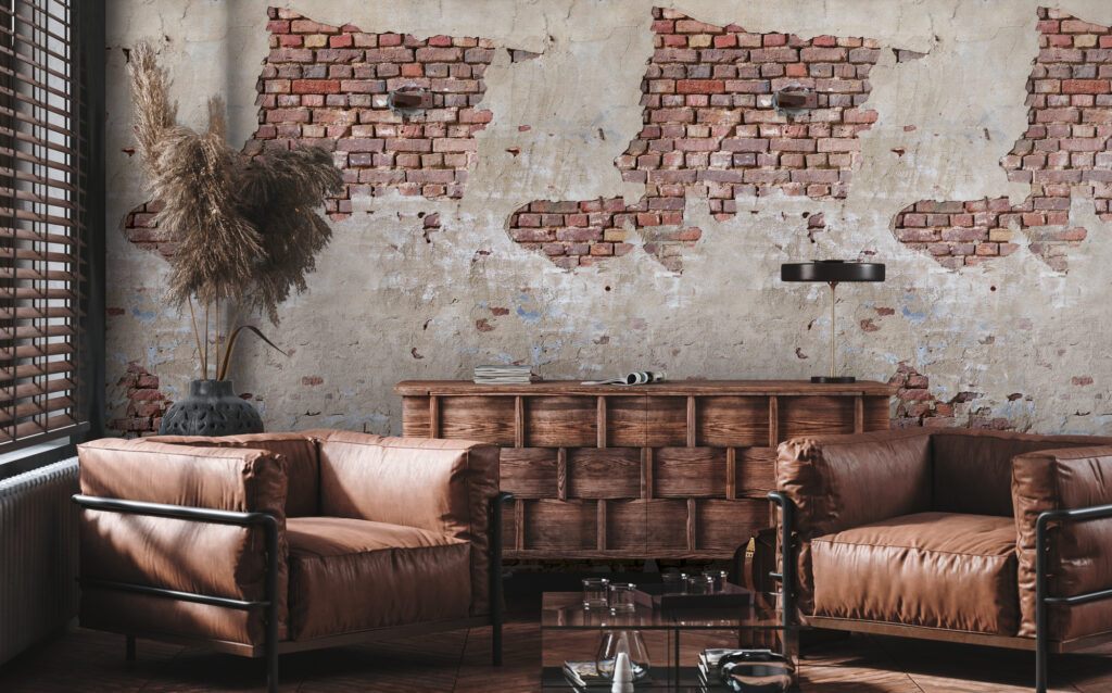 Tapeten Vintage Ziegelstein Betonwand Grunge Industrial
