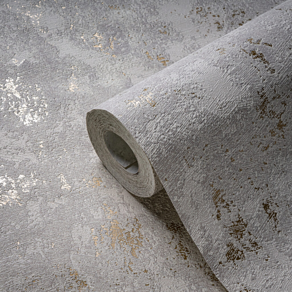 Tapeten Grau Gold Metallic Beton Optik Vintage Strukturtapete