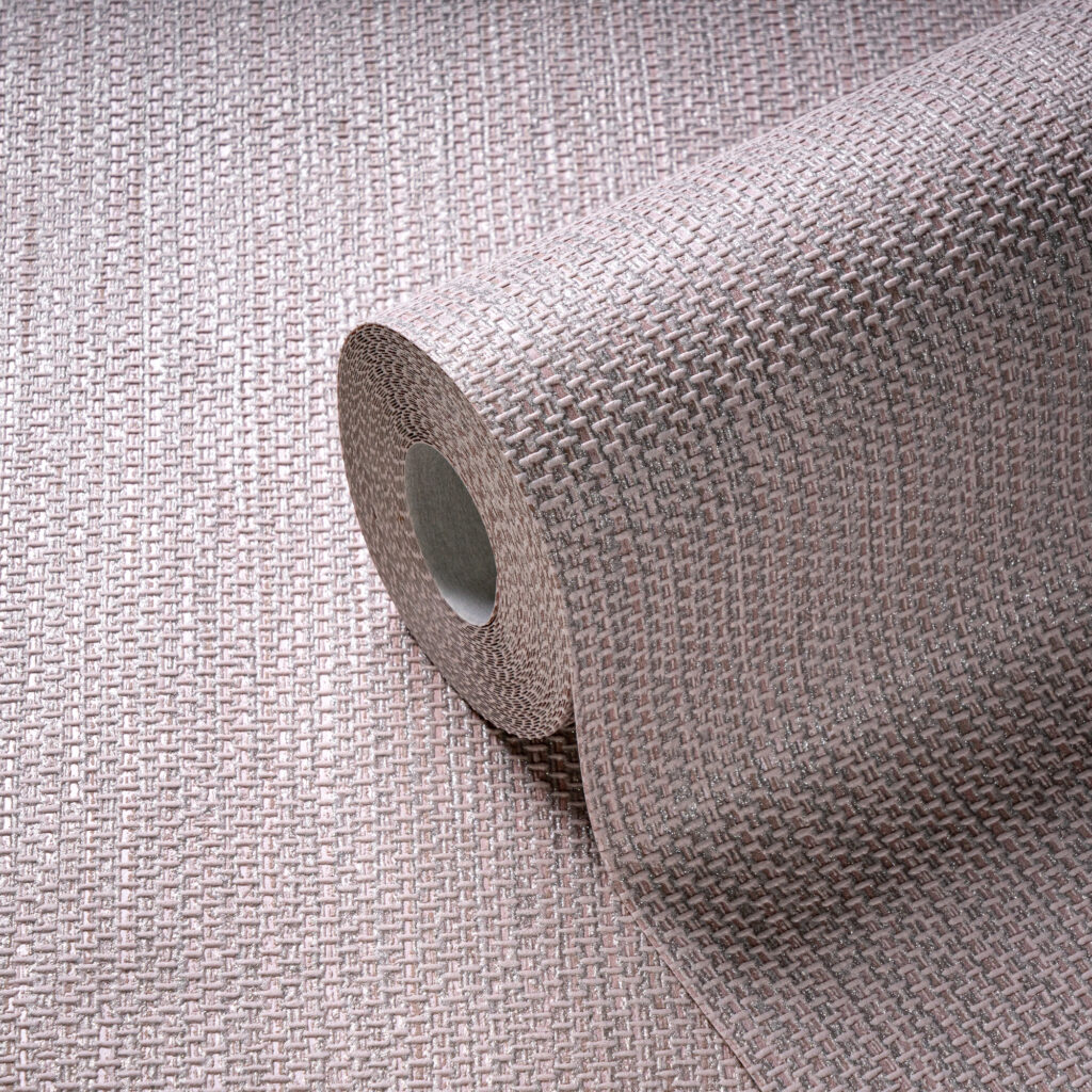 Tapeten Geflecht Textiloptik Rosa Glitzer Uni Modern