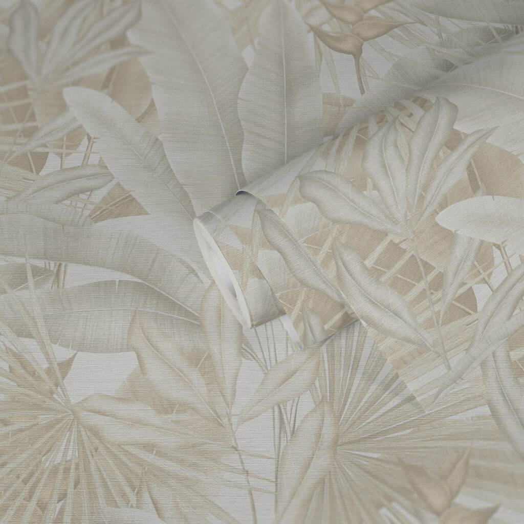 Tapeten Tropische Blätter Beige Creme Botanisch Jungle