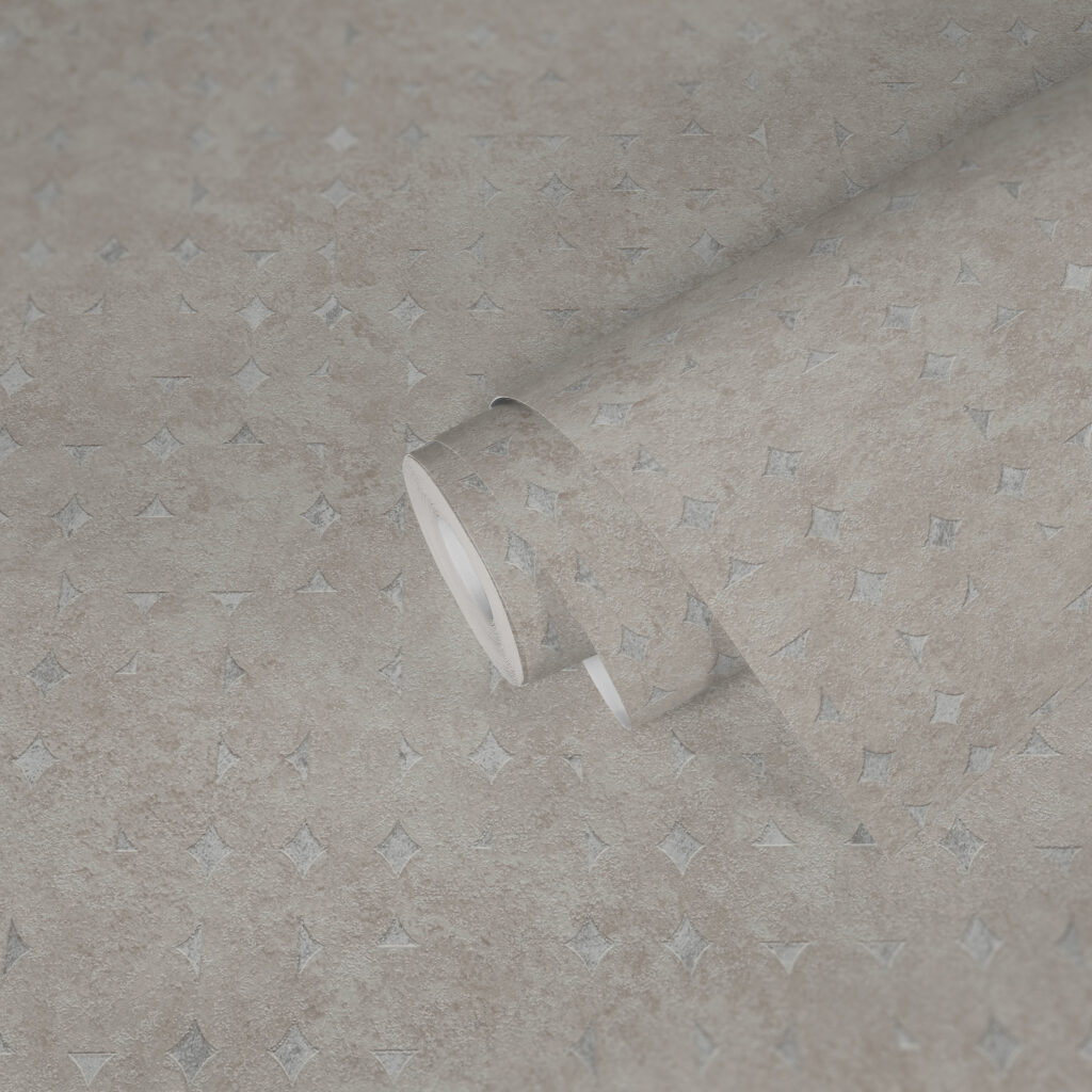 Tapeten Beige Grau Sterne Muster Vintage Strukturoptik