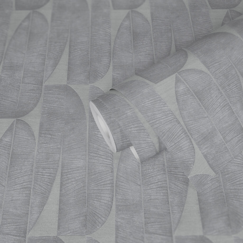 Tapeten Grau Bananenblatt Muster Tropisch Modern Wand