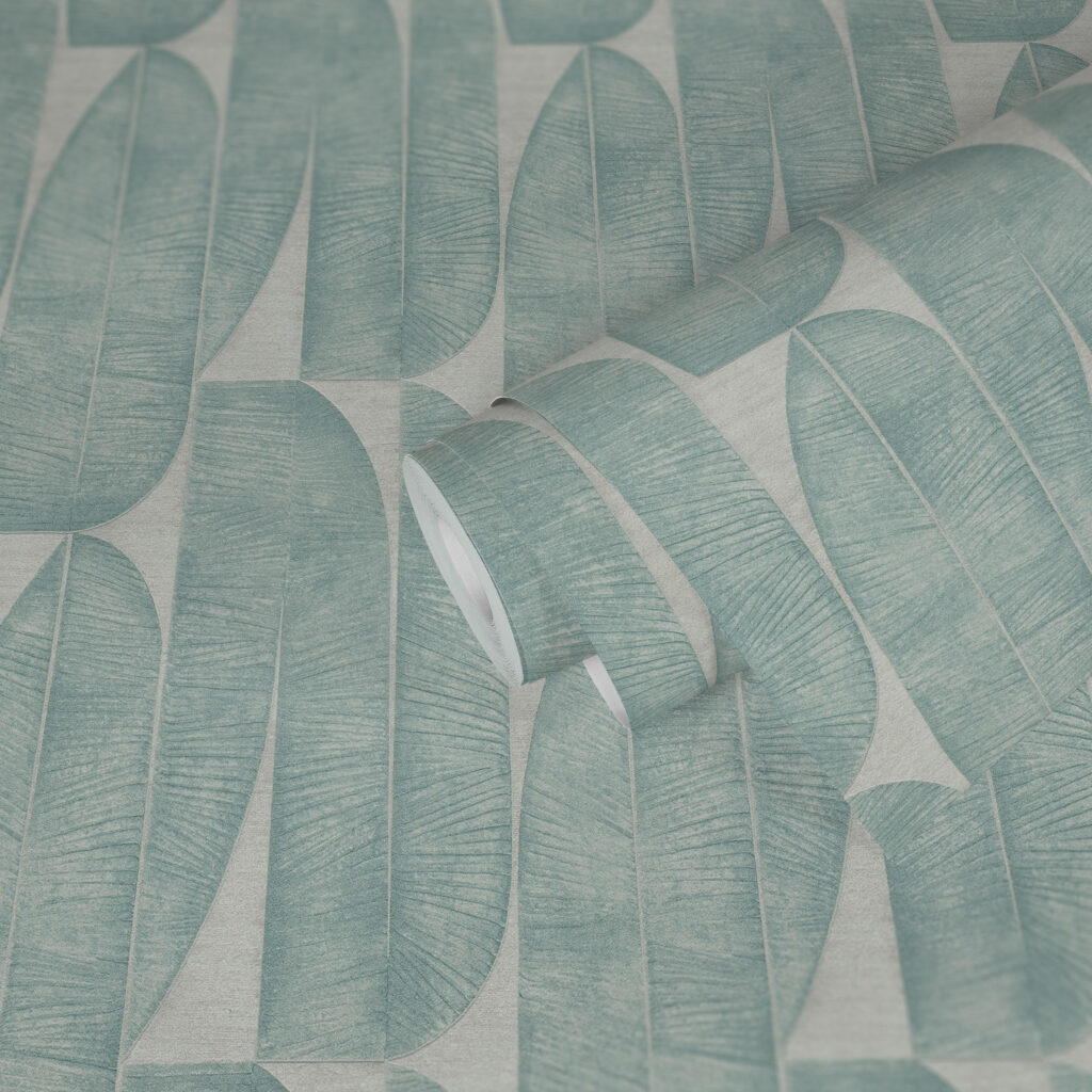 Tapeten Bananenblätter Tropical Türkis Grün Beige Modern
