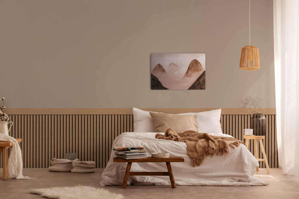 Tapeten Holzlatten-Optik Beige Braun Streifen Wandpaneel
