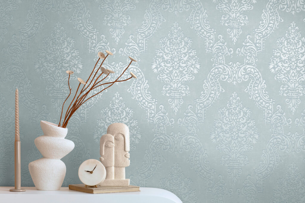 Tapeten Barock Ornament Mintgrün Weiss Elegant Klassisch