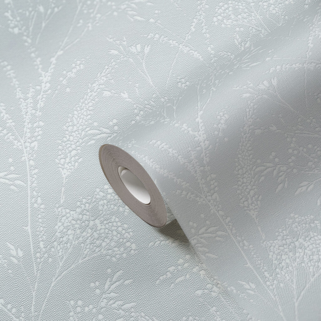 Tapeten Hellblau Weiss Botanisch Blumen Muster Modern Wand