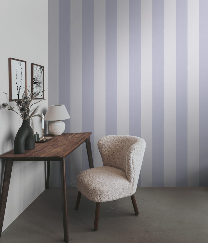 Tapeten Breite Streifen Lavendel Grau Modern Elegant