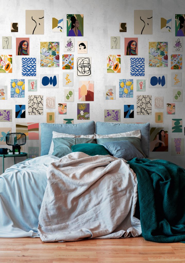 Tapeten Bunte Kunstgalerie Collage Poster Wand Bunt Modern
