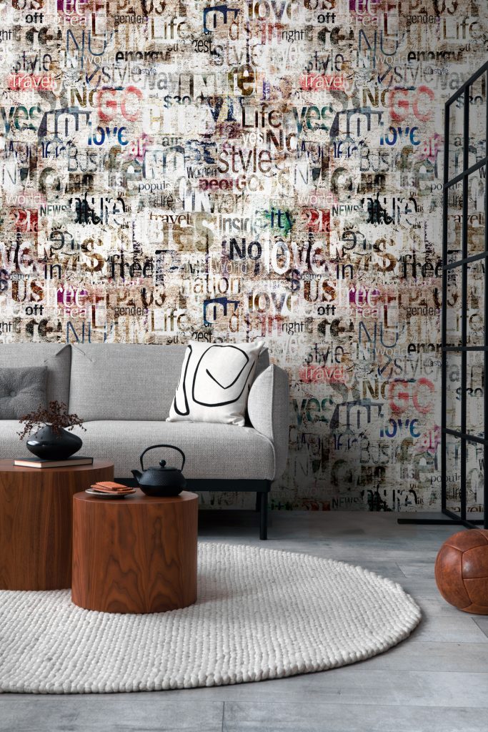 Tapeten Grunge Zeitungsschrift Urban Collage Bunt Vintage
