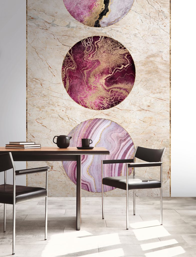 Tapeten Marmor Kreise Pink Gold Abstrakt Luxus Design
