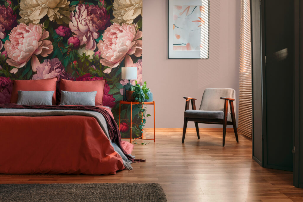 Tapeten Pfingstrosen Blumen Rosa Dunkel Floral Wandbild