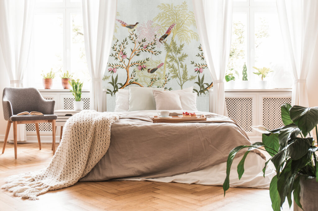 Tapeten Chinoiserie Vögel Blumen Natur Pastellgrün Romantisch