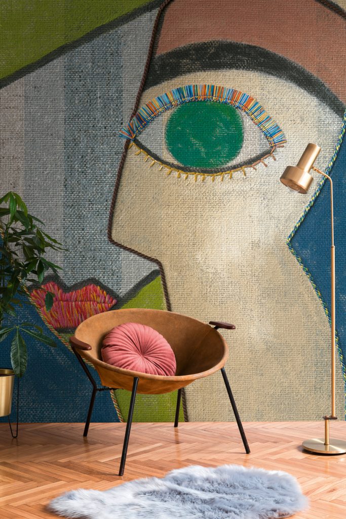 Tapeten Abstraktes Gesicht Auge Wandbild Bunt Boho Art