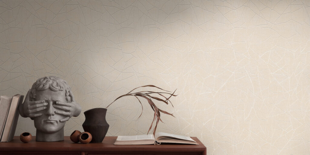 Tapeten Craquelé Muster Beige Creme Geometrisch Modern