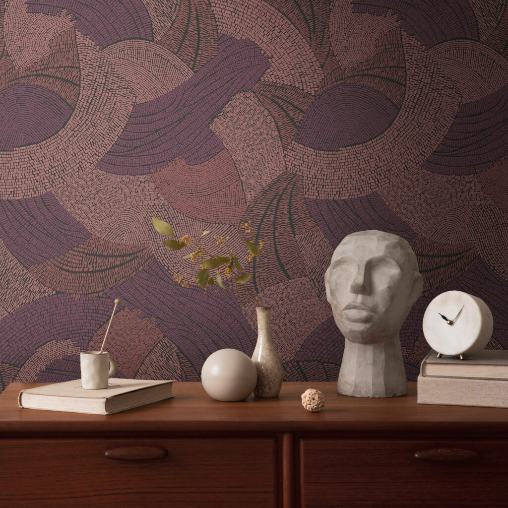 Tapeten Abstraktes Mosaik Muster Lila Rosa Modern