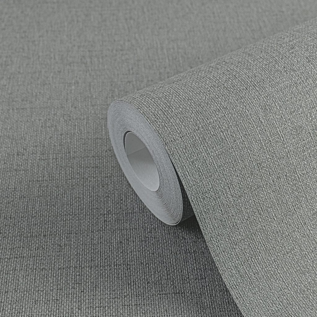 Tapeten Uni Grau Leinen-Optik Textilstruktur Modern