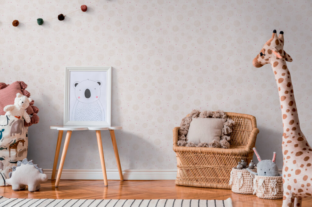 Tapeten Kinderzimmer Beige Rosa Punkte Kreise Muster