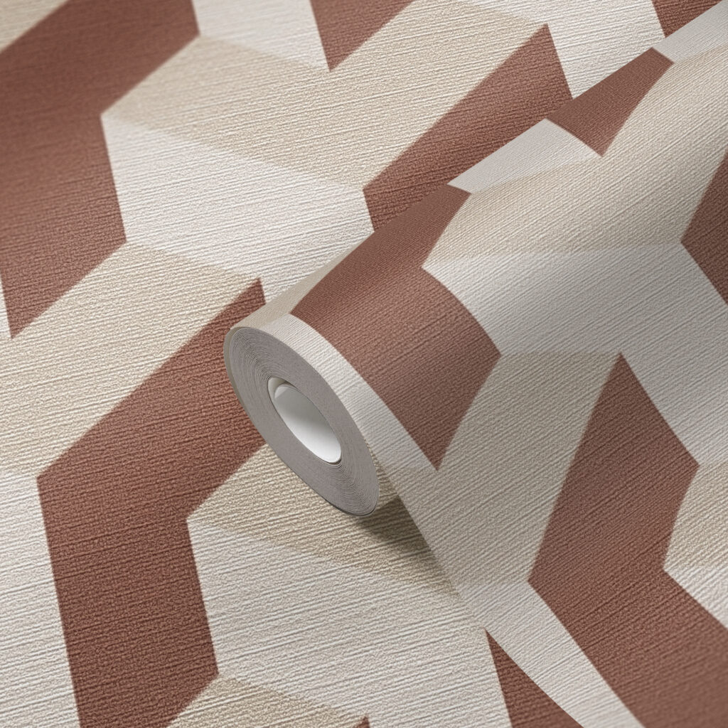 Tapeten Geometrisches Zickzack Muster Terrakotta Beige Modern