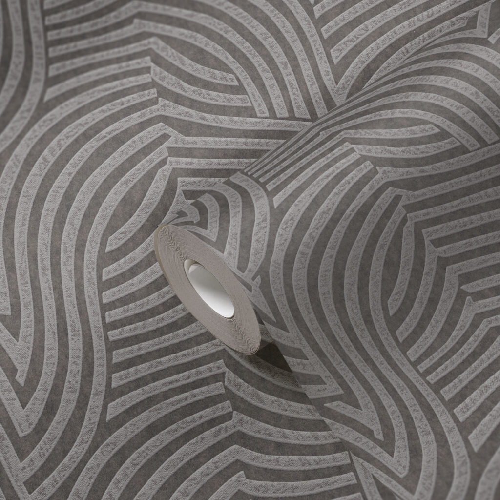 Tapeten Geometrisch Grau Dunkelgrau 3D Labyrinth Muster Modern