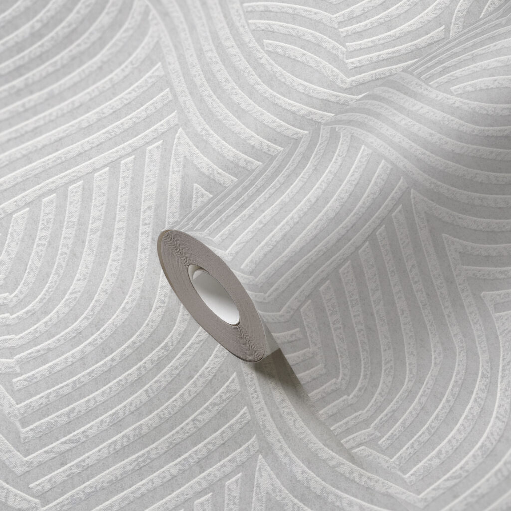 Tapeten Geometrisch Grau Weiss 3D Linien Muster Modern