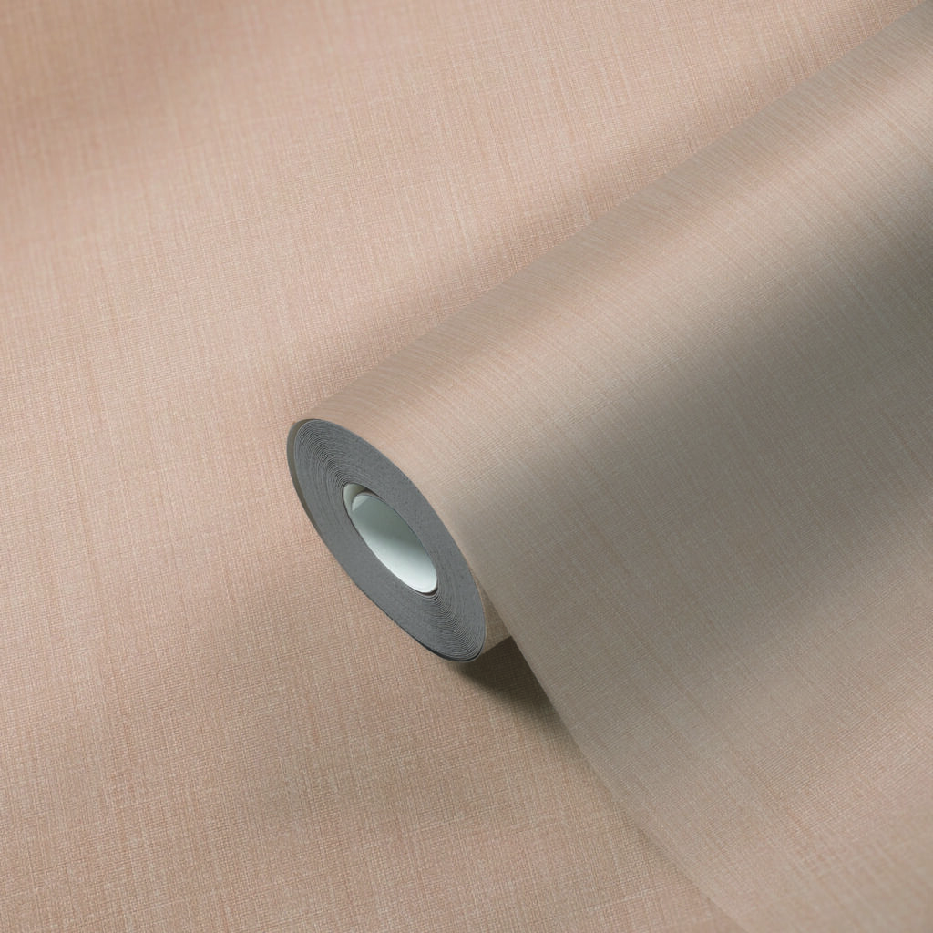Tapeten Uni Rosé Beige Leinenoptik Einfarbig Modern