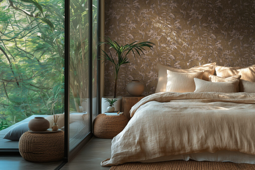Tapeten Braun Metallic Struktur Muster Schlafzimmer Modern