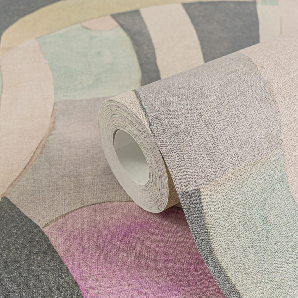 Tapeten Geometrisch Pastell Retro Muster Grau Rosa Mint