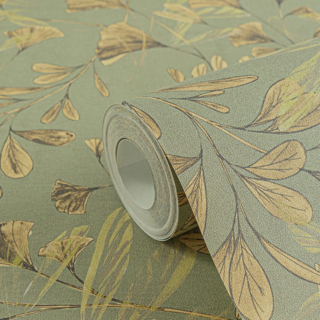 Tapeten Ginkgo Blätter Goldgrün Botanisch Vintage