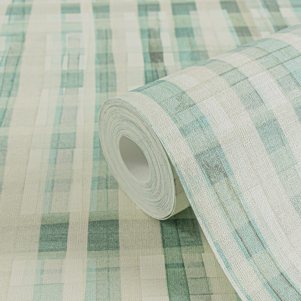 Tapeten Geometrisches Karo Muster Türkis Grün Beige Modern